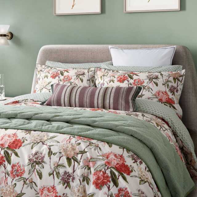 Bedeck of Belfast Elswyth Kingsize Duvet Cover Set, Olive & Mulberry - image 1
