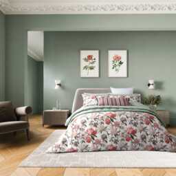 Bedeck of Belfast Elswyth Kingsize Duvet Cover Set, Olive & Mulberry - thumbnail 2