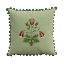 Morris & Co X Emery Walker Rose Cushion 50cm x 50cm, Bough's Green/Rose - thumbnail 1