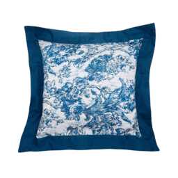 Sanderson Giles Deacon Fringed Tulip Toile Pair of Square Pillowcases, Smalt - thumbnail 1