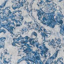 Sanderson Giles Deacon Fringed Tulip Toile Pair of Square Pillowcases, Smalt - thumbnail 2