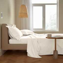 By Bedeck 500 Thread Count Plain Dye Single Flat Sheet, Cream - thumbnail 2