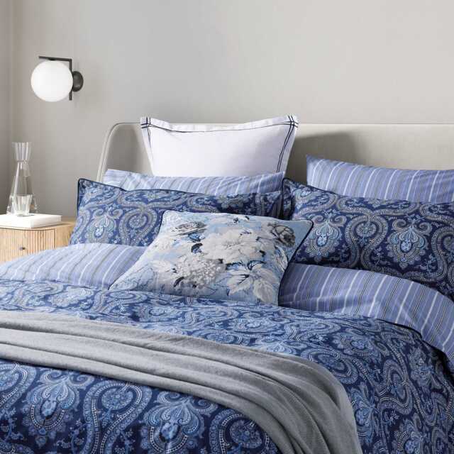Bedeck of Belfast Ellis Single Duvet Cover SET, Navy Blue - image 1