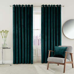 "Helena Springfield Escala Lined Curtains 66"" x 90"", Teal" - thumbnail 1