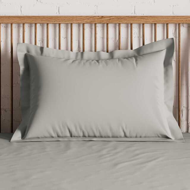 By Bedeck 500 Thread Count Plain Dye Pair of Oxford Pillowcases, Silver - image 1