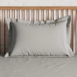 By Bedeck 500 Thread Count Plain Dye Pair of Oxford Pillowcases, Silver - thumbnail 1