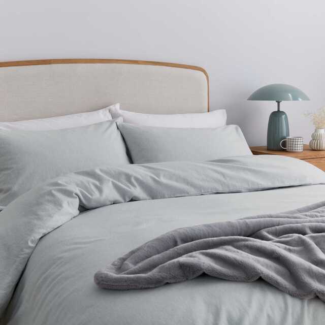 Helena Springfield Brushed Cotton Single Duvet Cover SET, Silver - image 1