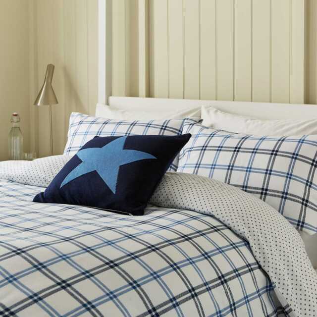 Helena Springfield Long Island Hunter's Check Single Duvet Cover Set, Cobalt Blue & Navy - image 1