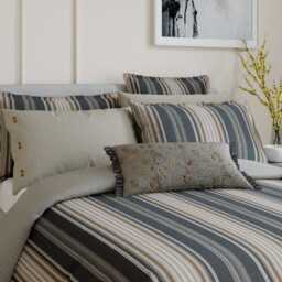 Bedeck of Belfast Oscar Super Kingsize Duvet Cover Set, Charcoal & Tan - thumbnail 1