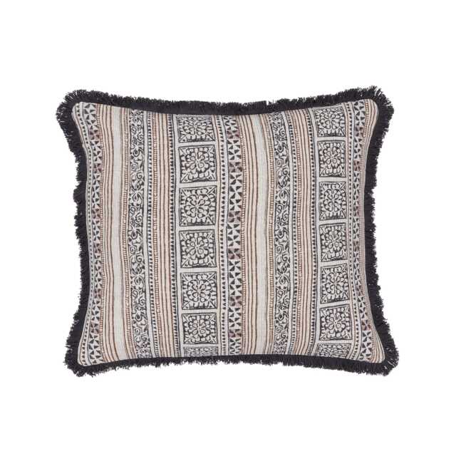 Bedeck of Belfast Zenda Cushion 50cm x 50cm, Charcoal & Tan - image 1