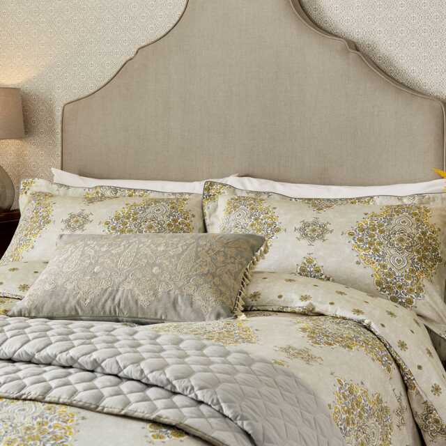 Sanderson Siam Diamond Double Duvet Cover, Sumac & Grey