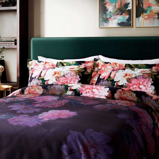 Ted Baker Painted Posy Double Duvet Cover SET, Navy - image 1