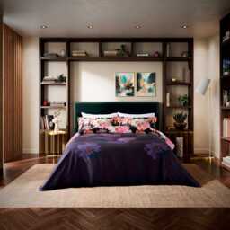 Ted Baker Painted Posy Double Duvet Cover SET, Navy - thumbnail 2