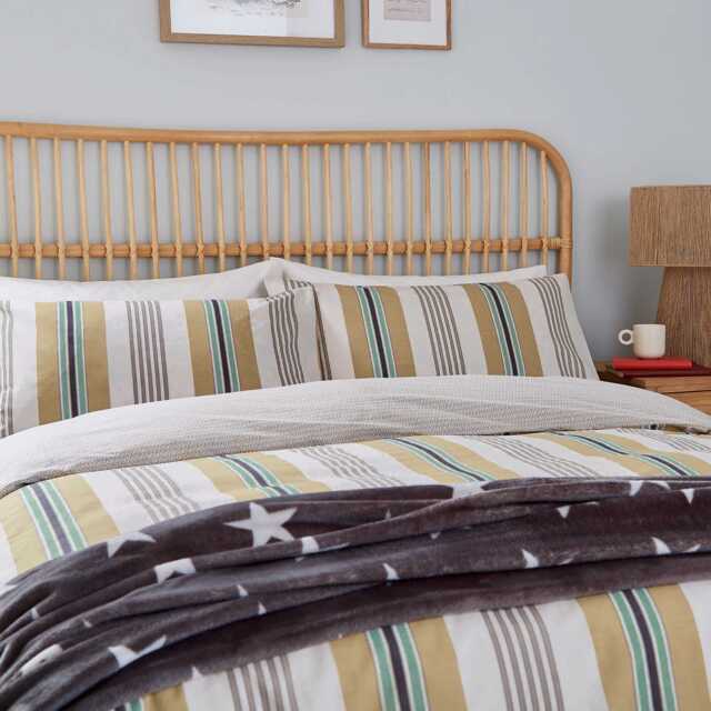 Helena Springfield Long Island Huntington Stripe Super Kingsize Duvet Cover SET, Amber - image 1