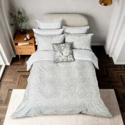 Bedeck of Belfast Amalia Double Duvet Cover Set, White/Silver