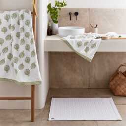 Murmur Georgia Pure Cotton Floral Hand Towel, Mourne Green - thumbnail 2