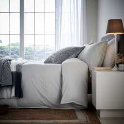 Murmur Alia Washed Gingham Double Duvet Cover Set, Cloud Grey - thumbnail 2