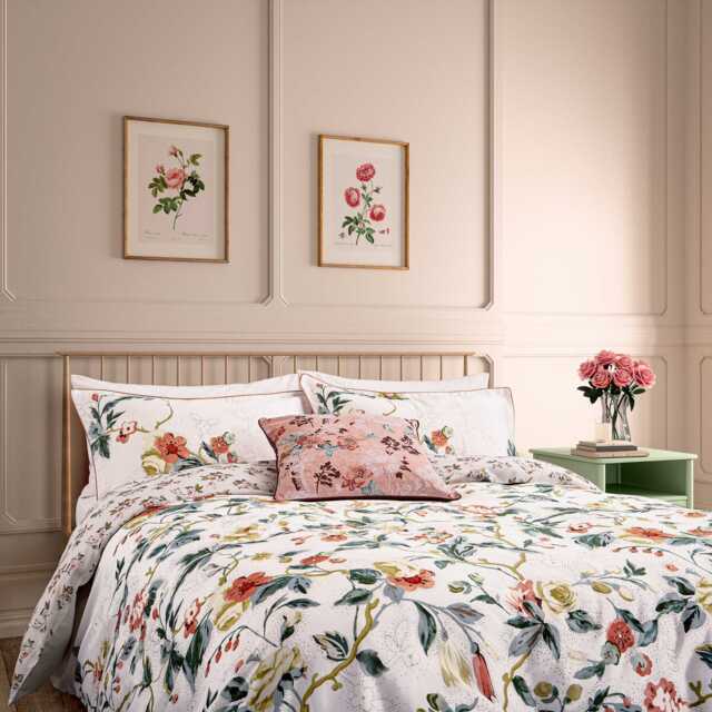 English Heritage Craven Street Floral Trail Single Duvet Cover SET, Vintage Peony - image 1