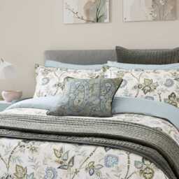 Bedeck of Belfast Emira Pair of Standard Pillowcases, Soft Teal & Green - thumbnail 2