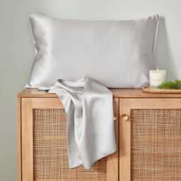 Murmur Silk Standard Pillowcase, Cloud Grey - thumbnail 1