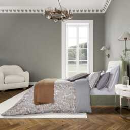 Bedeck of Belfast Zenda Kingsize Duvet Cover Set, Charcoal & Tan - thumbnail 2