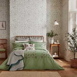 Morris & Co Brophy Embroidery Kingsize Duvet Cover SET, Green - thumbnail 2