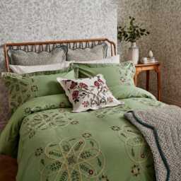 Morris & Co Brophy Embroidery Kingsize Duvet Cover SET, Green