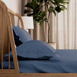 By Bedeck 500 Thread Count Plain Dye Single Fitted Sheet, Navy