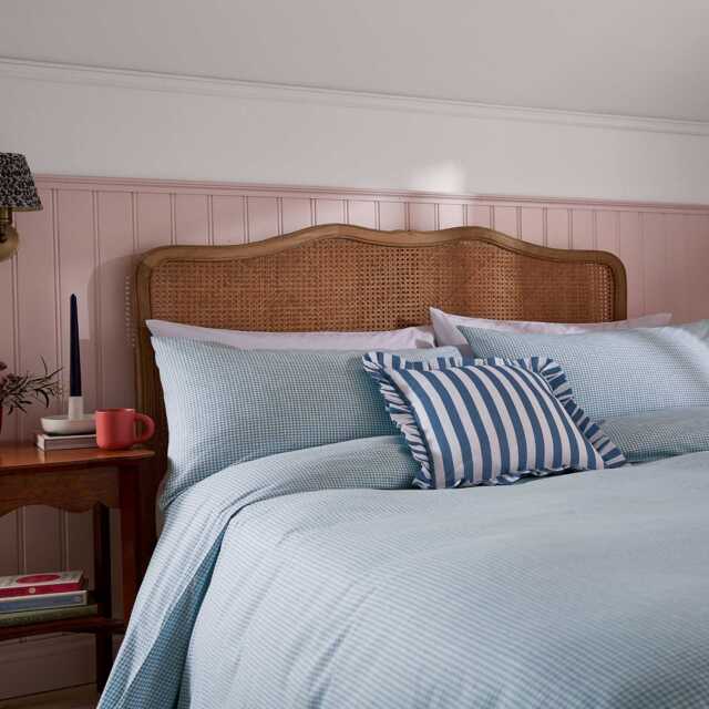 Helena Springfield Secret Garden Gingham Print Super Kingsize Duvet Cover SET, Blue - image 1