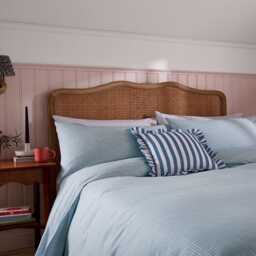 Helena Springfield Secret Garden Gingham Print Super Kingsize Duvet Cover SET, Blue - thumbnail 1