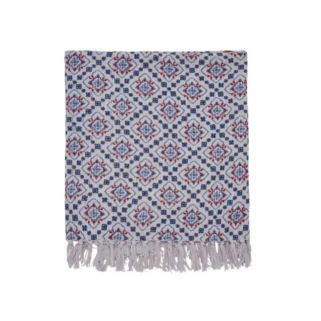 Joules Country Tiles Throw, Blue/Creme - image 1