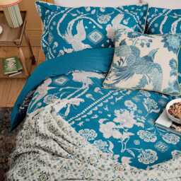 Joules Country Tiles Throw, Blue/Creme - thumbnail 2