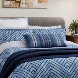 Bedeck of Belfast Kayah Pair of Standard Pillowcases, Indigo - thumbnail 2