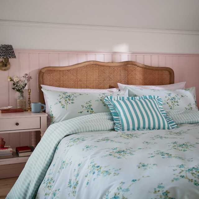 Helena Springfield Secret Garden Blossom Print Double Duvet Cover SET, Aqua - image 1