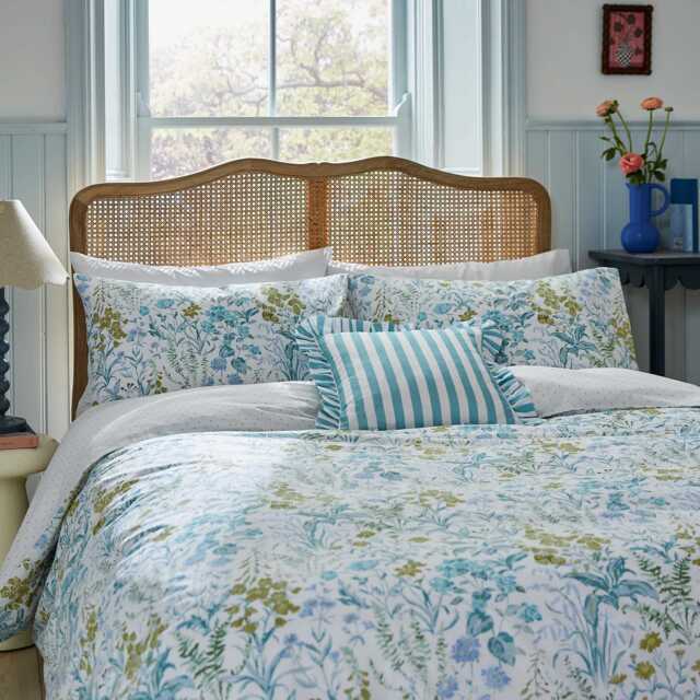 Helena Springfield Secret Garden Foxglove Print Kingsize Duvet Cover SET, Aqua - image 1