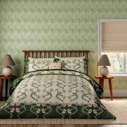 Morris & Co - V&A Scrolling Carnation Super Kingsize Duvet Cover SET, Olive & Ivory - thumbnail 2