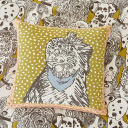Scion Doggy Day Care Cushion 45cm x 45cm, Mustard - thumbnail 2
