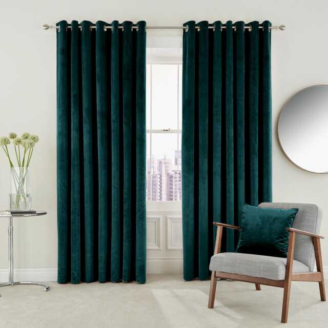 "Helena Springfield Escala Lined Curtains 66"" x 54"", Teal" - image 1
