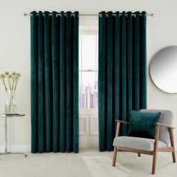 "Helena Springfield Escala Lined Curtains 66"" x 54"", Teal" - thumbnail 1