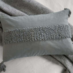 Bedeck of Belfast Rare Earth Daru Embroidered Cushion 60cm x 40cm, Grey - thumbnail 2