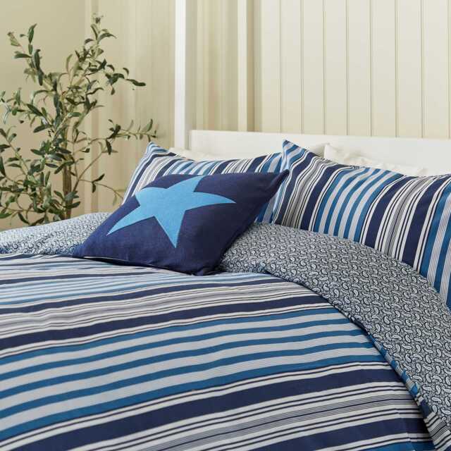 Helena Springfield Long Island Beach House Stripe Kingsize Duvet Cover Set, Cobalt Blue & Navy - image 1