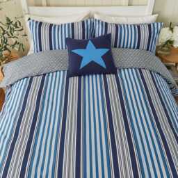 Helena Springfield Long Island Beach House Stripe Kingsize Duvet Cover Set, Cobalt Blue & Navy - thumbnail 2