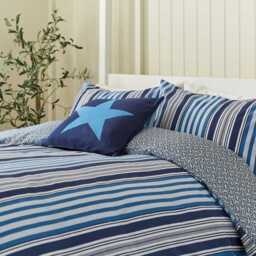 Helena Springfield Long Island Beach House Stripe Kingsize Duvet Cover Set, Cobalt Blue & Navy