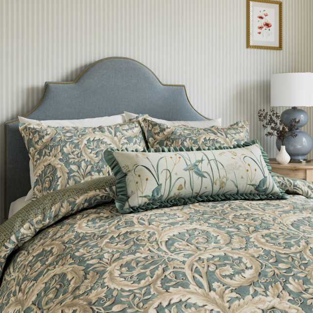 Sanderson x National Trust Tilia Lime Double Duvet Cover Set, Soft Teal - image 1