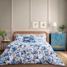 English Heritage Craven Street Floral Single Duvet Cover SET, Woad - thumbnail 2