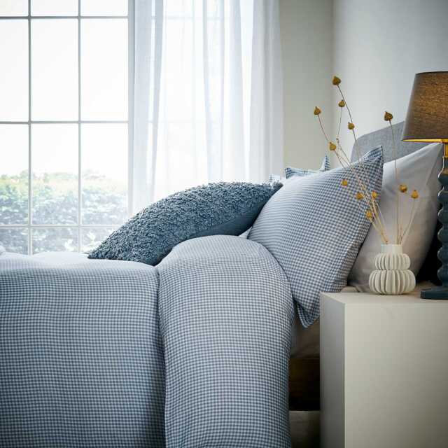 Murmur Alia Washed Gingham Double Duvet Cover Set, Ballintoy Blue - image 1