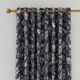 "Joules Festival Pheasants Lined Curtains 66"" x 72"", Navy" - thumbnail 2