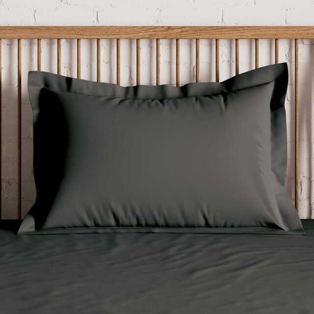 By Bedeck 500 Thread Count Plain Dye Pair of Oxford Pillowcases, Grey - image 1