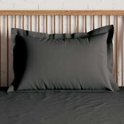 By Bedeck 500 Thread Count Plain Dye Pair of Oxford Pillowcases, Grey - thumbnail 1