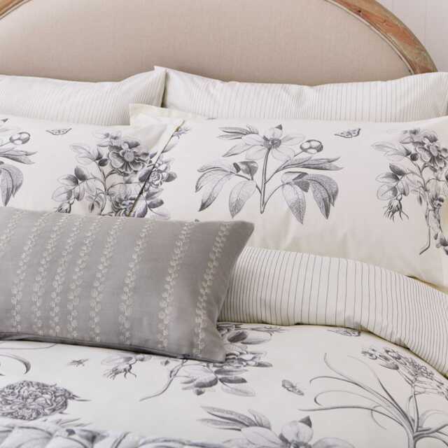 Sanderson Etchings & Rose Super Kingsize Duvet Cover SET, Ivory/Dove Silver - image 1